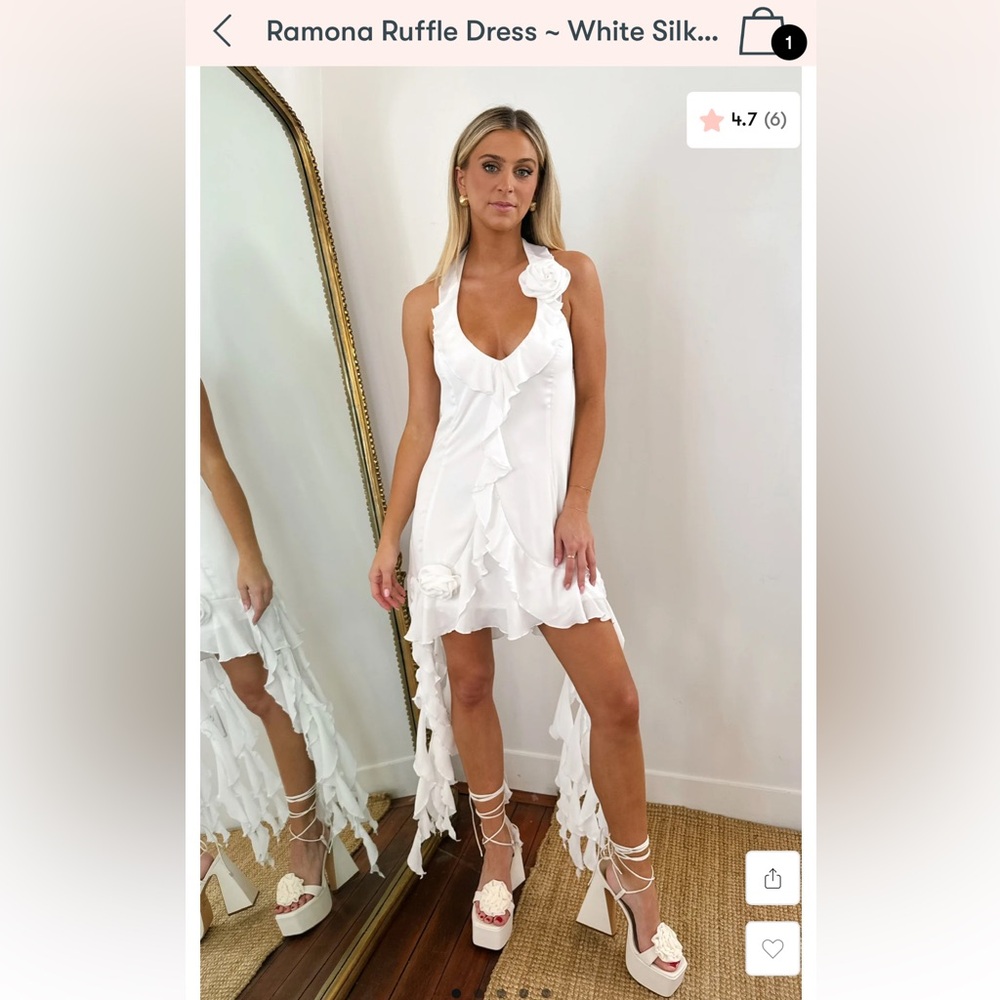 Show Me Your MuMu White Asymmetrical Ruffled Mini Dress